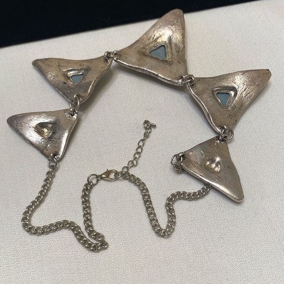 Vintage Silver Mod Mirrored Spiky Necklace - Picture 11 of 16